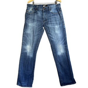William Rast Jeans Mens 34x32 (34x31) Button Fly Denim Blue Straight Streetwear